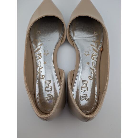 Brash Women's Size 6 Ballet Flats Beige Nude Faux Patent Leather Pointy With Box - Picture 7 of 10